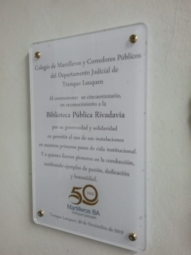 50 aniversario del Colegio de Martilleros y Corredores Públicos del Departamento Judicial Trenque Lauquen